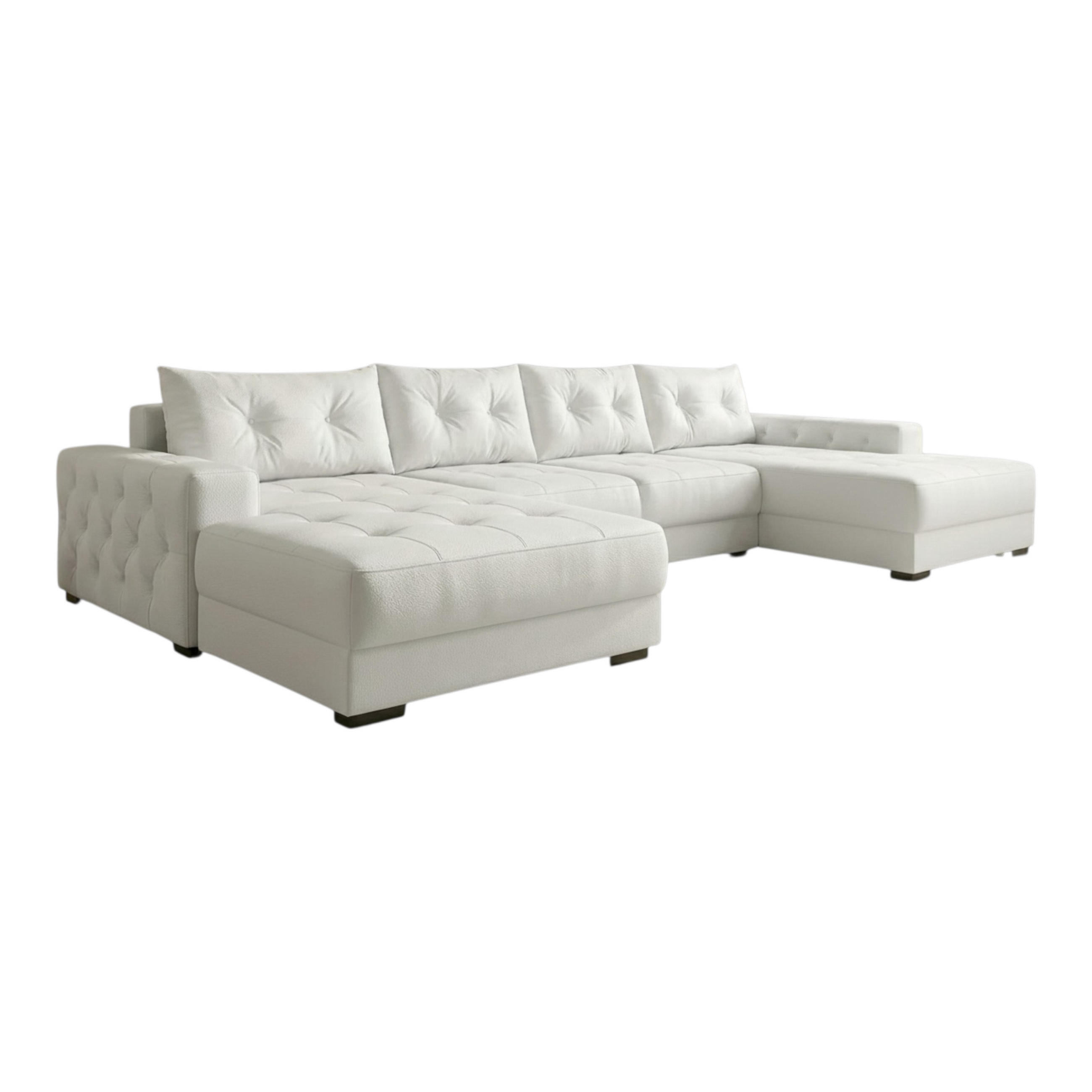 ECKSOFA MODENA 320 cm x 185 cm – Stoff: ECO CAYENCE Weiss 1111 Farbe: Weiß - Weiß, Textil (320/185cm) - A&J MöbelLand
