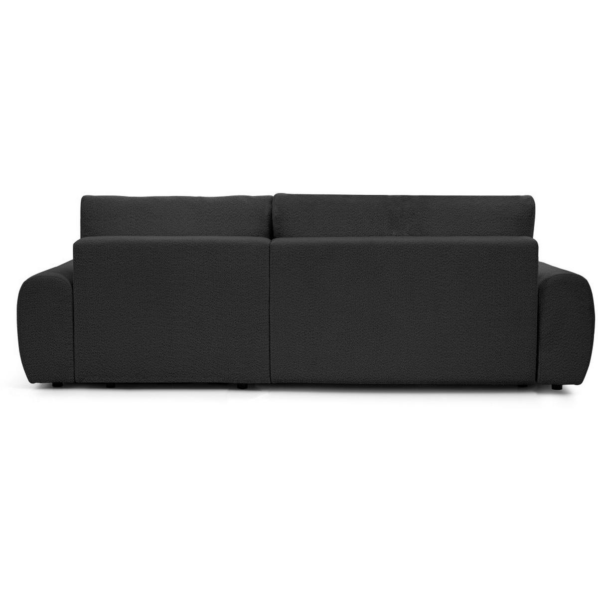 ECKSCHLAFSOFA Oliver im Bouclé-Gewebe, Schwarz, rechts - Schwarz, Textil (266/160cm) - Beautysofa