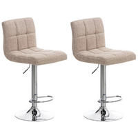 BARHOCKER 2er Set Peran STOFF C creme - Chromfarben/Creme, Textil/Metall (46/114/47cm) - TPFLiving