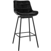 BARHOCKER Samt schwarz - Schwarz, Textil/Metall (49/105/56cm) - CLP