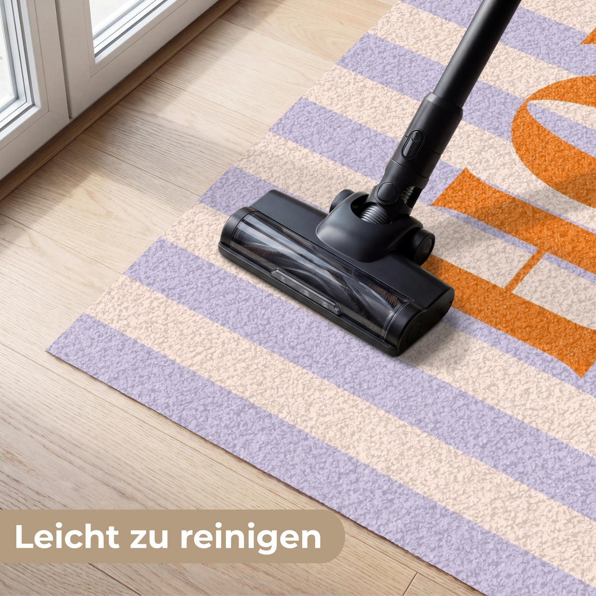 FUSSMATTE Lila – Orange – Streifen – Startseite 150x90 cm - Flieder, Kunststoff (150/0.4cm) - MuchoWow