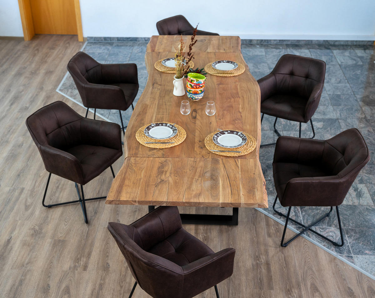 ESSTISCH BARCELONA - Beige/Schwarz, Holz/Metall (90/180/77cm) - SAM