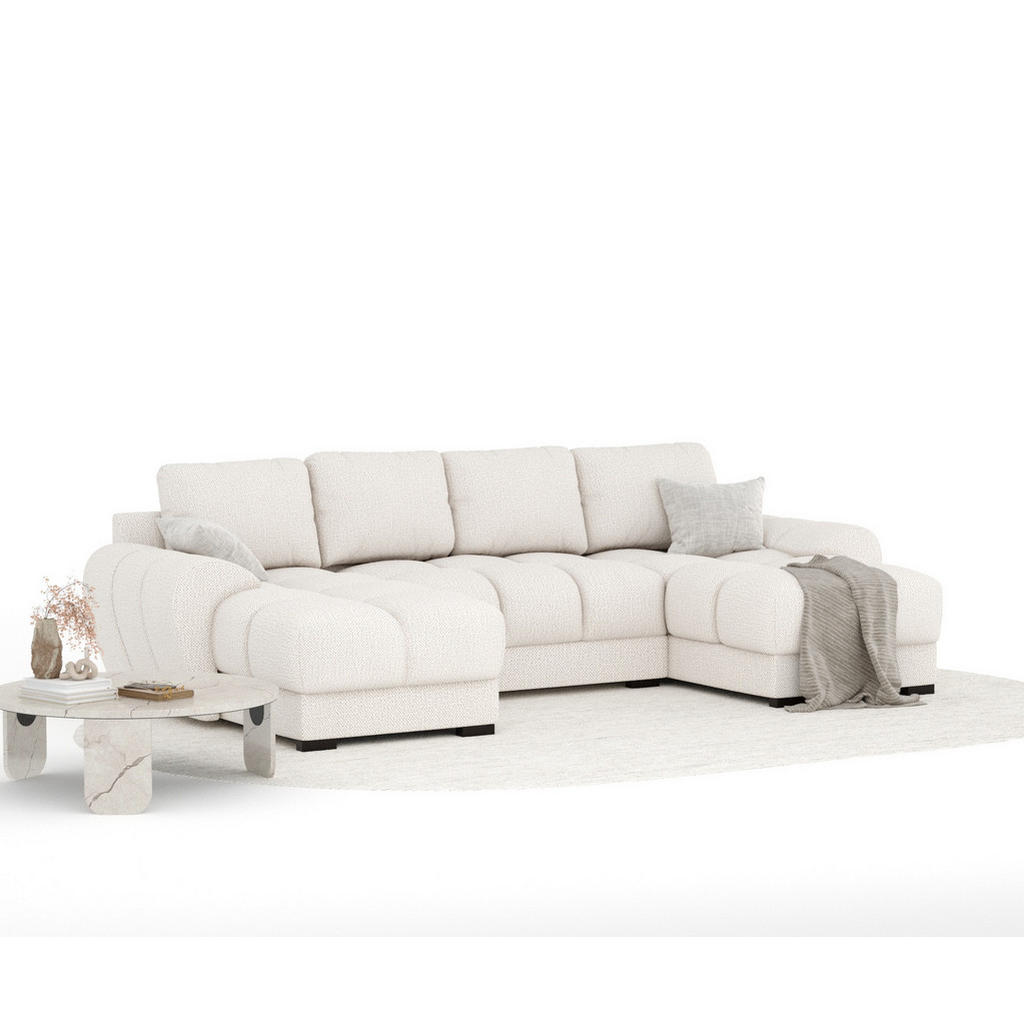 Thumbnail - Maison de Reve Wohnlandschaft, Creme, Textil, 6-Sitzer, Füllung: Schaumstoff, L-Form, 330x90x175 cm, Oeko-Tex® Standard ...