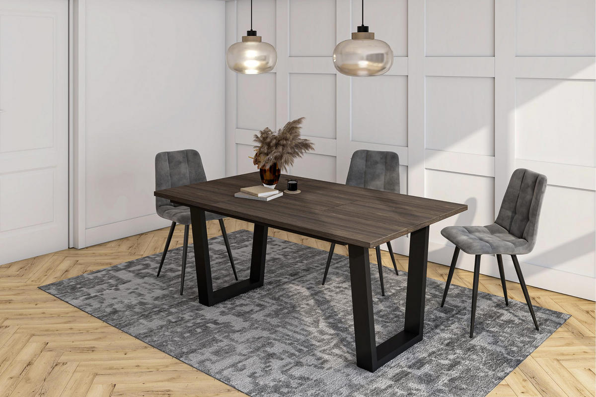 ESSZIMMERTISCH, Dunkler Eiche, 167/90/74 cm - Dunkelbraun/Schwarz, Holzwerkstoff (167/90/74cm) - Skraut Home