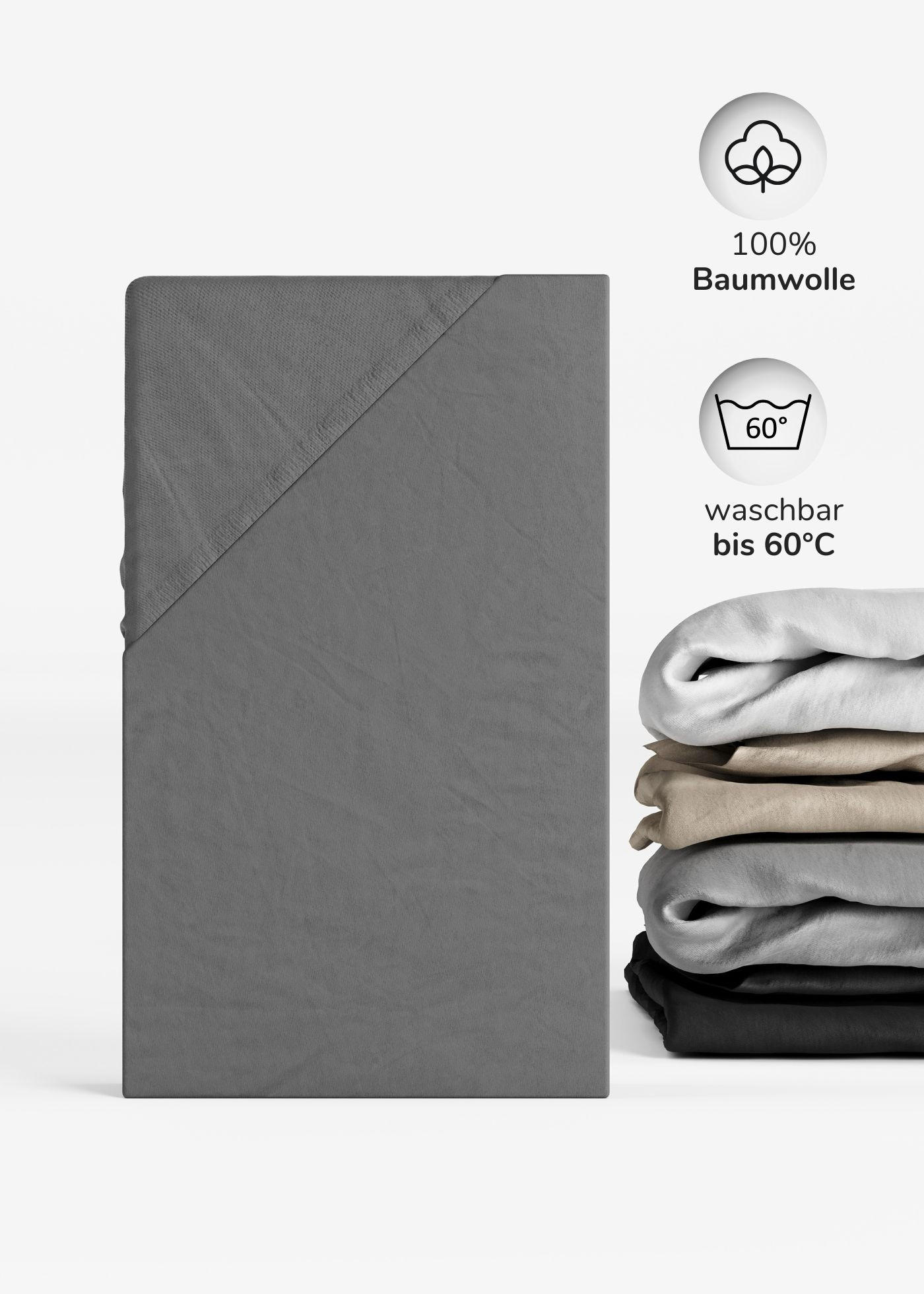 SPANNBETTLAKEN 70x140 cm Jersey anthrazit | Spannbetttuch für Laufgitter & Babymatratzen - Anthrazit, Textil (70/140cm) - Sämann – make a difference.