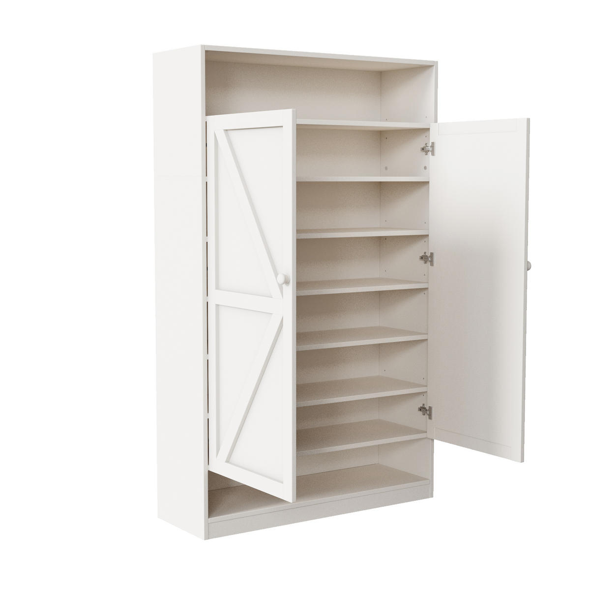 SCHUHSCHRANK aus MDF & Spanplatte in Weiß mit 8 Fächern - Weiß, Holzwerkstoff (80/141/40cm) - Modfu