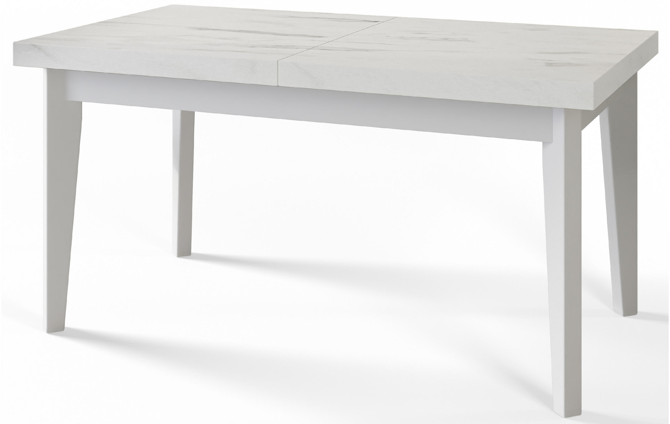 ESSZIMMERTISCH SKANDI, ausziehbarer Tisch: 200-300X100X78 cm, Farbe: MARMUR, mit Holzbeinen in Farbe Weiß - Hellgrau/Weiß, Holzwerkstoff (200/100/78cm) - Alpi-Möbel