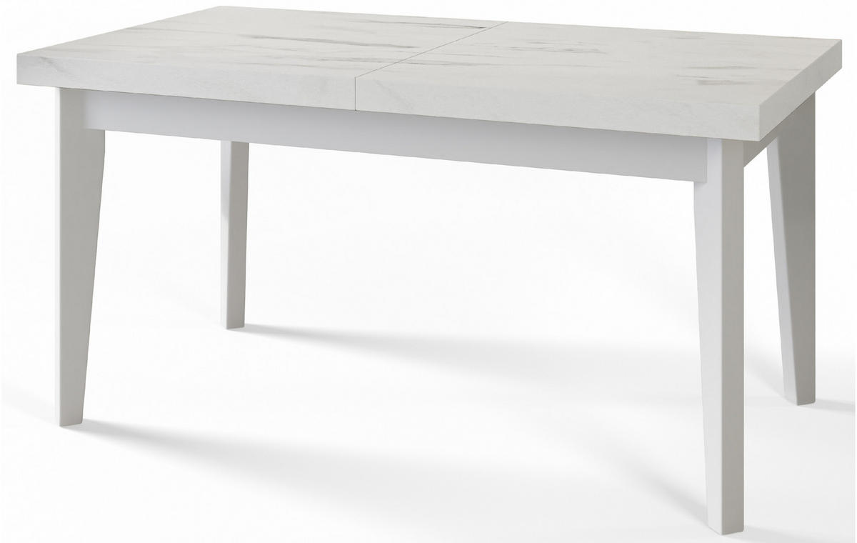 ESSZIMMERTISCH SKANDI, ausziehbarer Tisch: 200-300X100X78 cm, Farbe: MARMUR, mit Holzbeinen in Farbe Weiß - Hellgrau/Weiß, Holzwerkstoff (200/100/78cm) - Alpi-Möbel