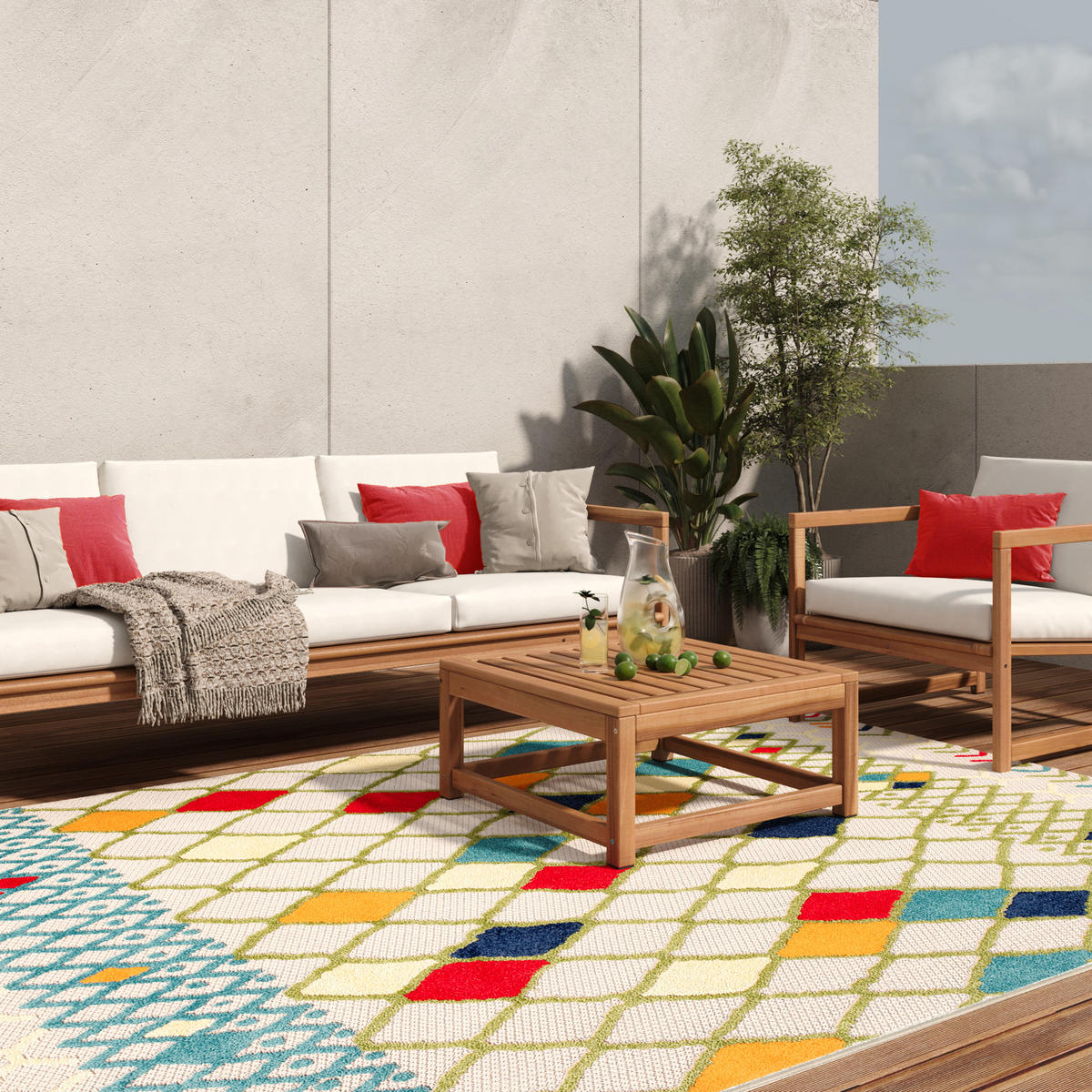 TEPPICH PATIO Creme Beige 160/220 cm - Beige/Creme, Kunststoff (160/220cm) - Tapiso