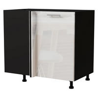 ECK-KÜCHENSCHRANK Essen D13U/90 Weiß Hochglanz / Schwarz Matt 90 / 50 / 82cm - Weiß Hochglanz/Schwarz, Holz/Holzwerkstoff (90/82/50cm) - Feldmann-Wohnen