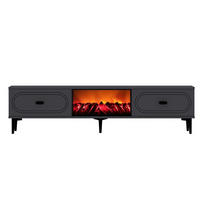 TV-MÖBEL Fyra anthrazit 150 cm im zeitgenössischen Stil mit LED-Kamin - Grau, Holz (150/29/44cm) - Concept Usine
