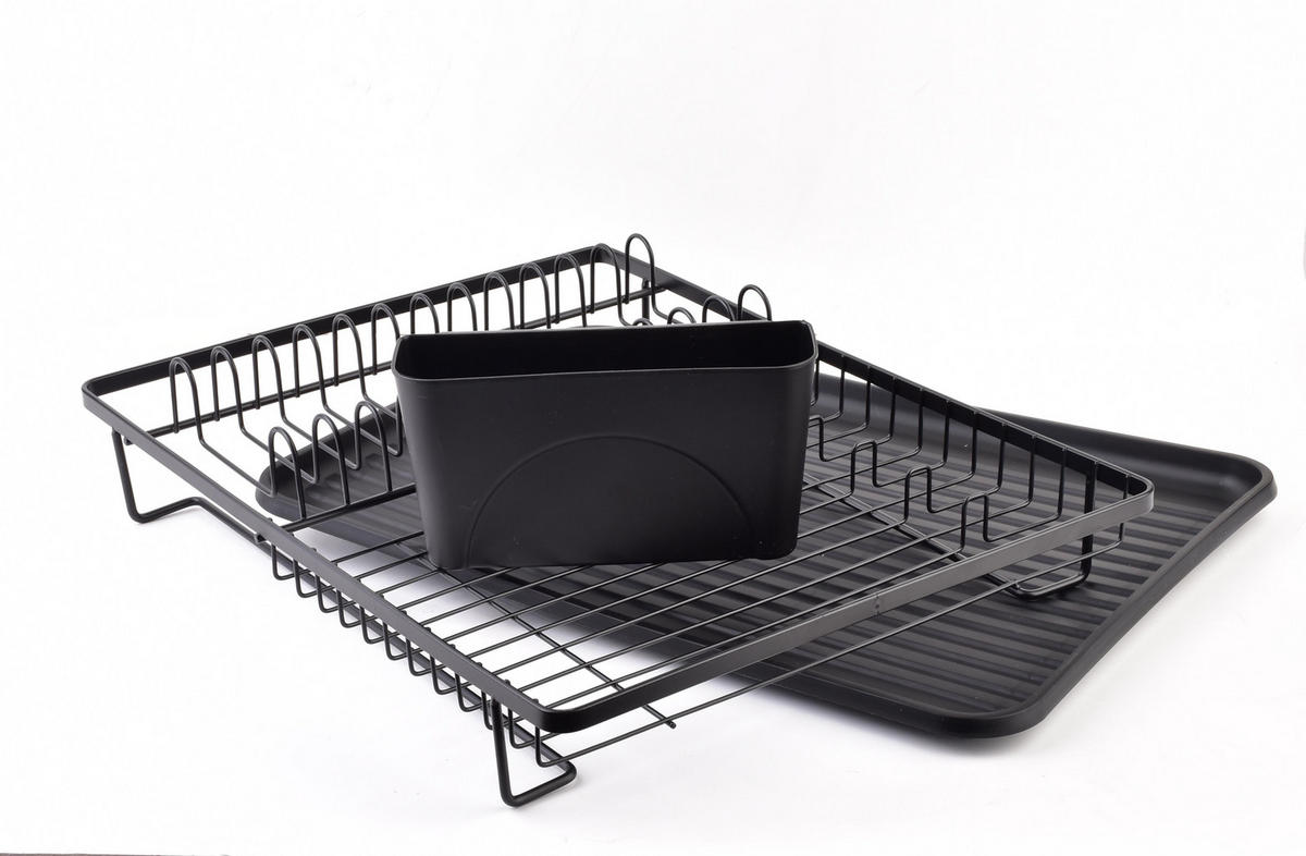 GESCHIRRABTROPFKORB Basic Schwarz 44/33/14 cm Metall - Schwarz, Metall (33/14/44cm) - Mondex