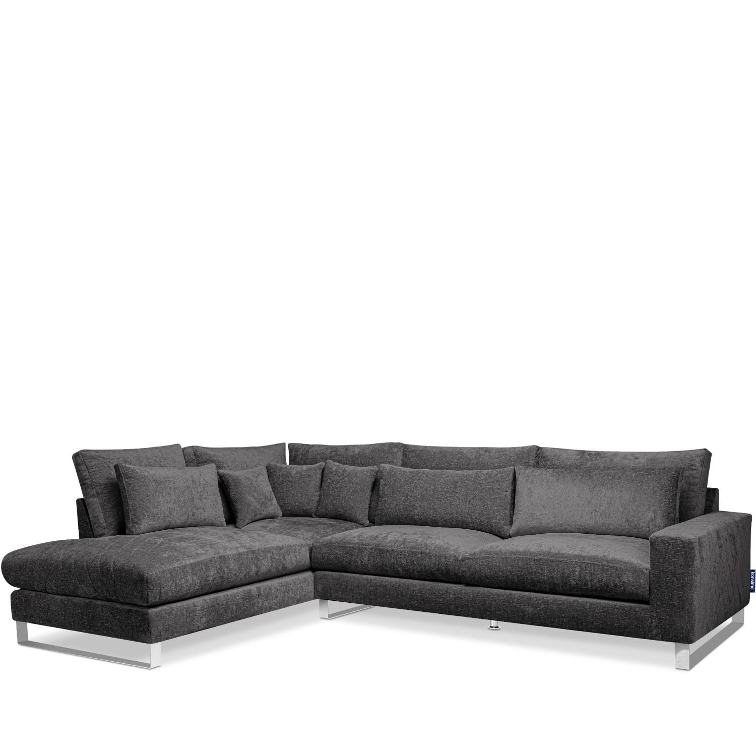 ECKSOFA LINKS BRENTIS Chenille-Stoff, Grau - Grau, Textil (314/224cm) - KONSIMO®