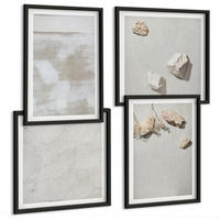 BILDER SET 4er Set - 50x50 cm & 40x60 cm Schwarzer Rahmen - Boho-Textur aus Sandsteinen - Schwarz, Kunststoff (50/50cm) - TULUP