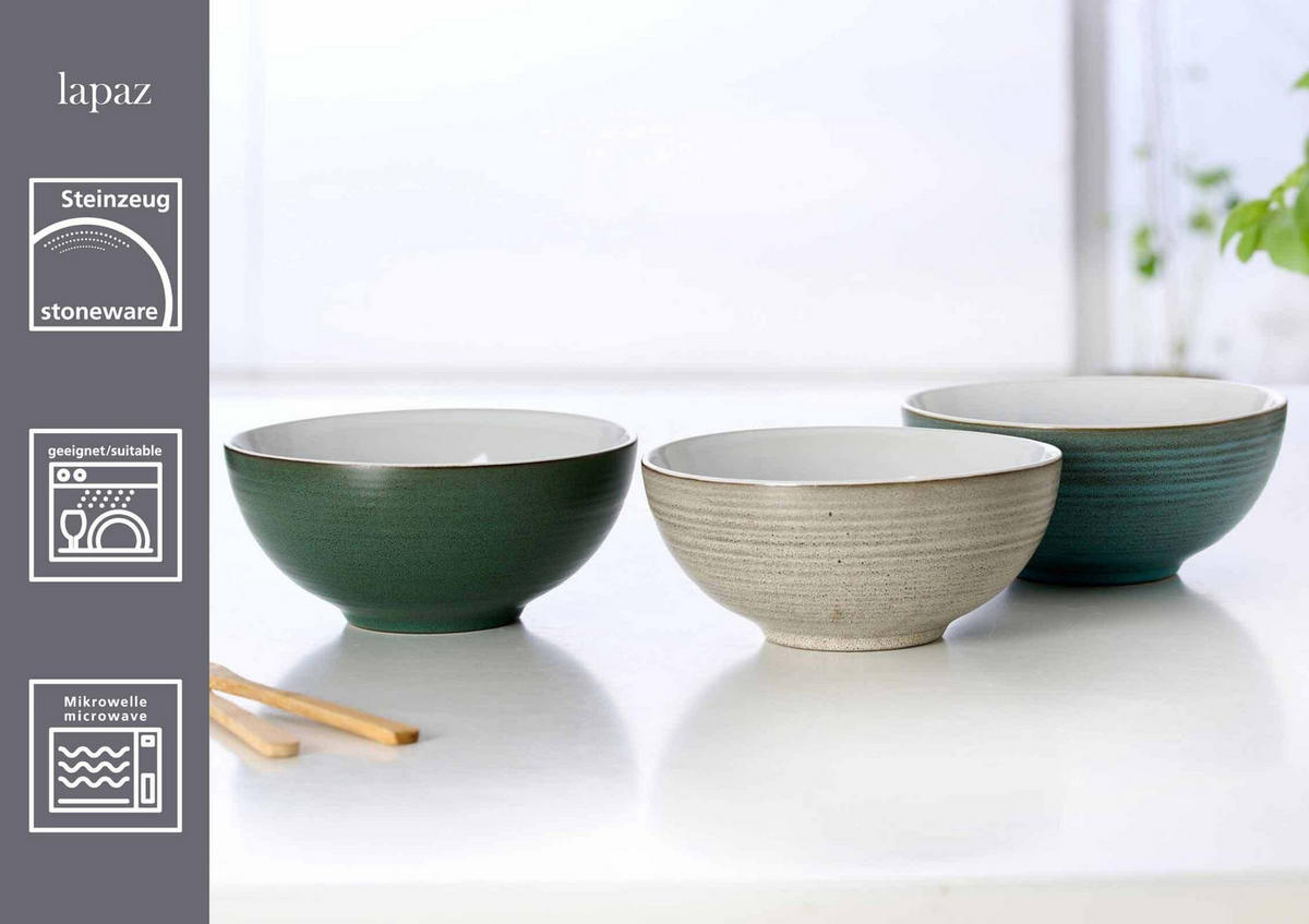 POKE BOWL SCHALEN Lapaz Türkis ø 17,5 cm 3er Set - Türkis, Keramik (17.5cm) - Ritzenhoff Breker