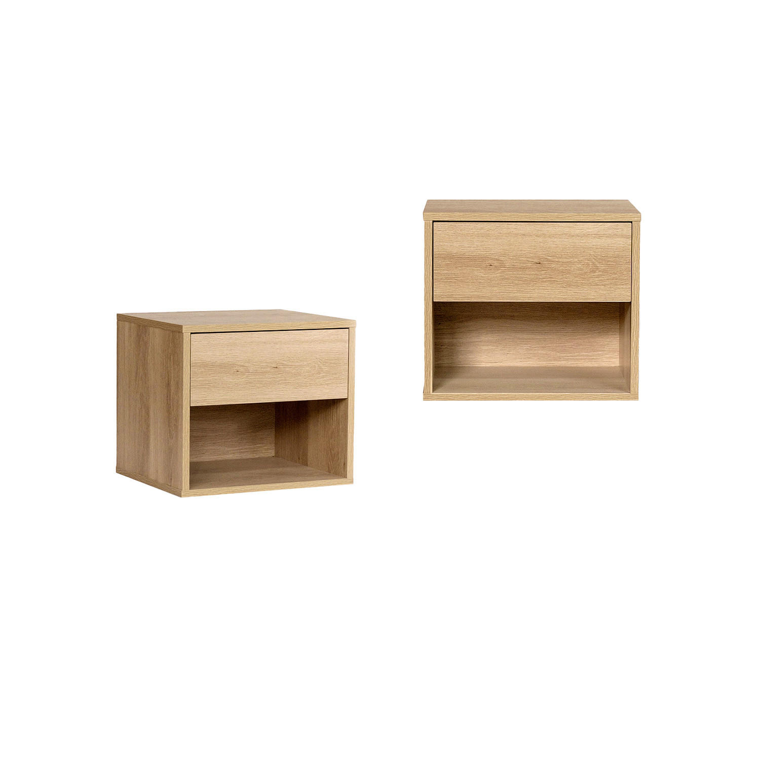 SCHWEBENDER NACHTTISCH Harbor Natürlich 40 cm x 35 cm 2er-Set - Naturfarben, Holzwerkstoff (40/35/35cm) - Klast Home