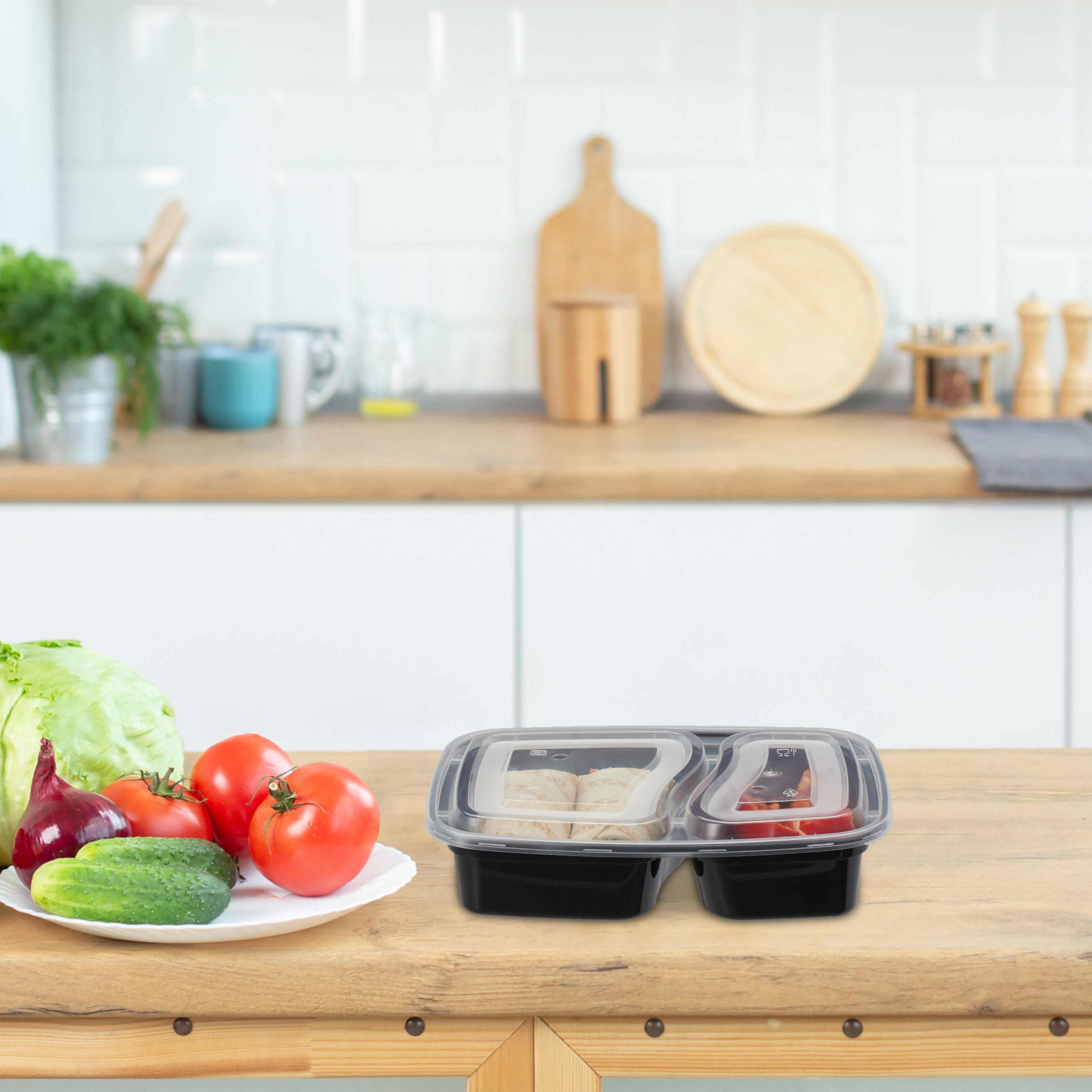 10XMEAL-PREP-BOXEN - Schwarz, Kunststoff - Relaxdays