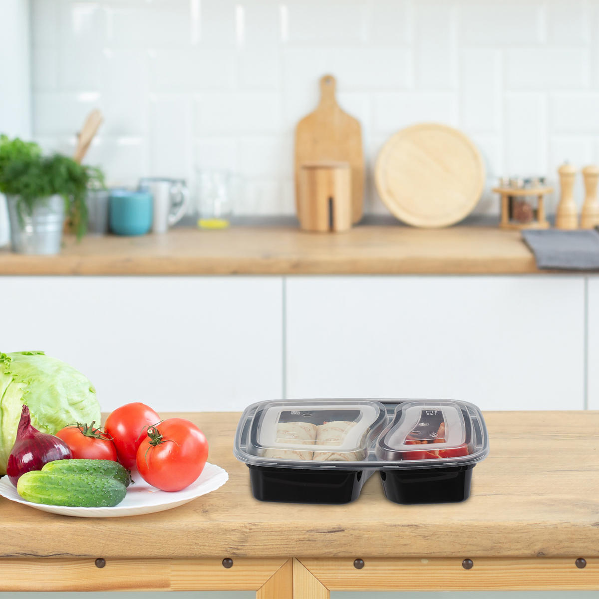 10XMEAL-PREP-BOXEN - Schwarz, Kunststoff - Relaxdays