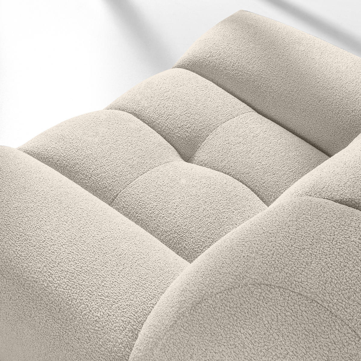 SESSEL VENA mit Pouf Bouclé, Weiß - Weiß, Holz/Textil (65/38/65cm) - KONSIMO®