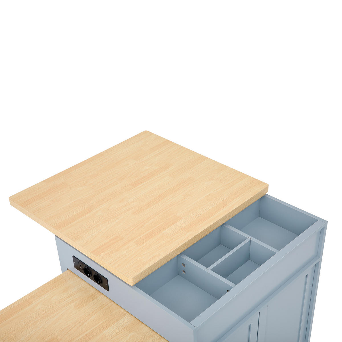 KÜCHENINSEL 125.5-187.5x71x93 cm Blau mit LED-Beleuchtung & Ladestation - Blau, Holzwerkstoff (187.5/93/71cm) - Modfu