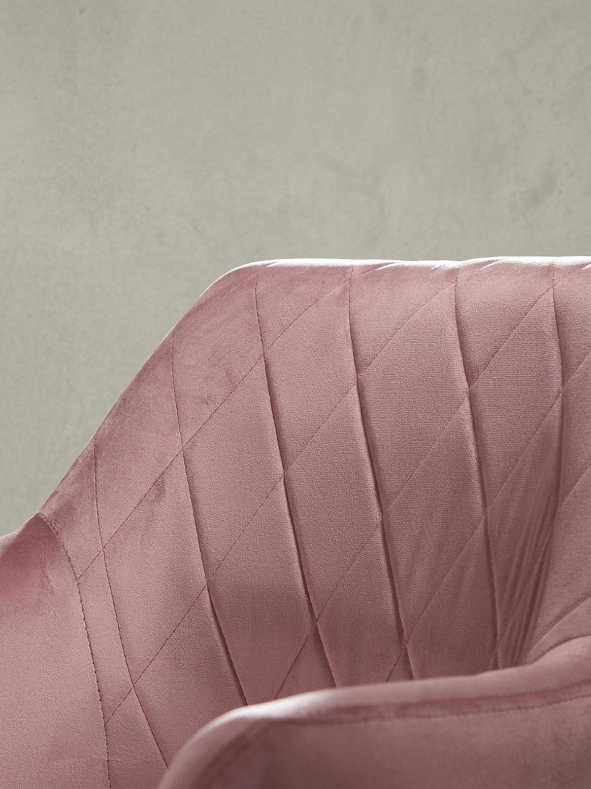 DREHSTUHL Samt mit Armlehnen Eisengestell 360° Funktion, Rosa 97x55x55 cm - Pink/Goldfarben, Textil/Metall (97/55/55cm) - KADIMA DESIGN