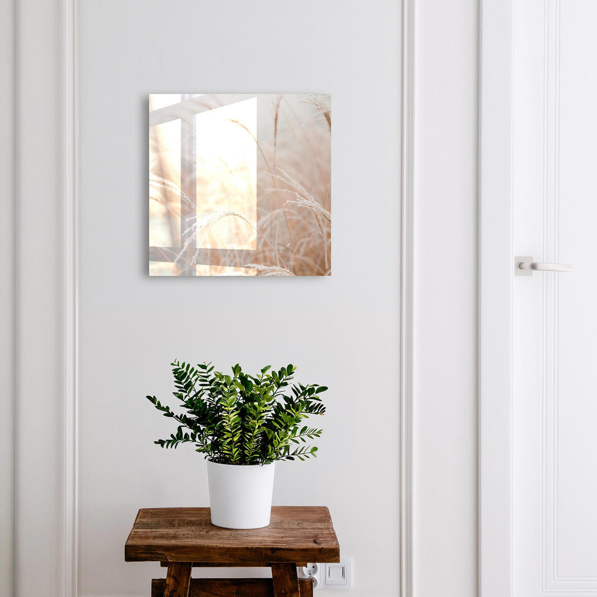 SCHLÜSSELBOX Weiß 30x30 cm – Türöffnung nach rechts - Herbstliche Maiskolben - Beige, Metall (30/30/5cm) - TULUP
