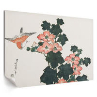 POSTER - 59x42 cm (A2) - Hokusai - Rote Rosen - Beige, Textil (59.4/42/0.1cm) - TULUP