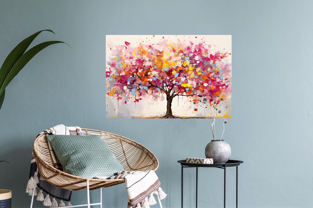 WANDTATTOO Aquarell - Baum - Kunst - Abstrakt 60x40 cm - Multicolor, Kunststoff (60/40/0.1cm) - MuchoWow