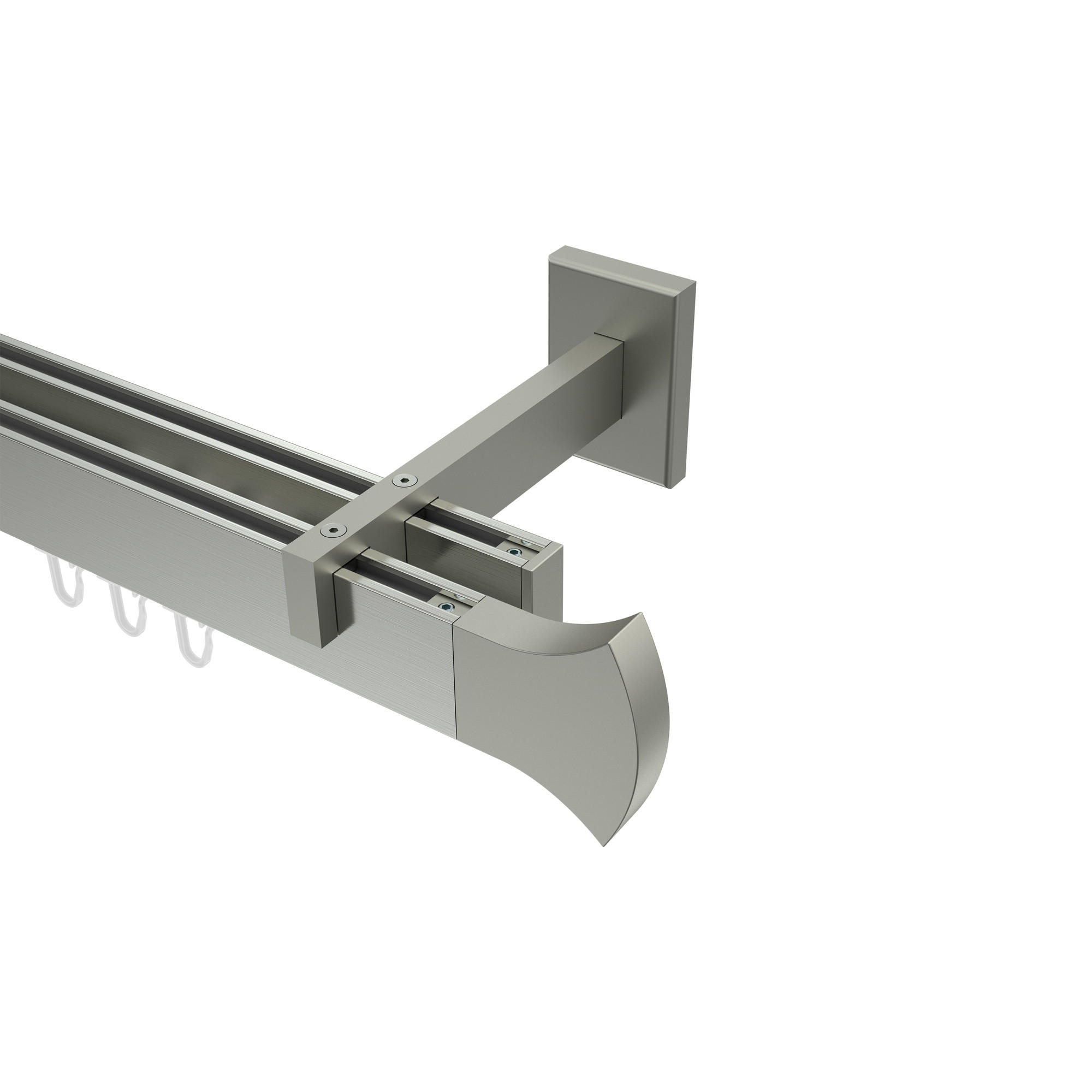 INNENLAUF-GARDINENSTANGEN-SET Smartline Conex 480 cm (geteilt in 3 x 160 cm), 2-läufig, 14x35 mm Edelstahl-Optik - Edelstahlfarben, Metall (480cm) - INTERDECO