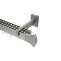 INNENLAUF-GARDINENSTANGEN-SET Smartline Conex 480 cm (geteilt in 3 x 160 cm), 2-läufig, 14x35 mm Edelstahl-Optik - Edelstahlfarben, Metall (480cm) - INTERDECO