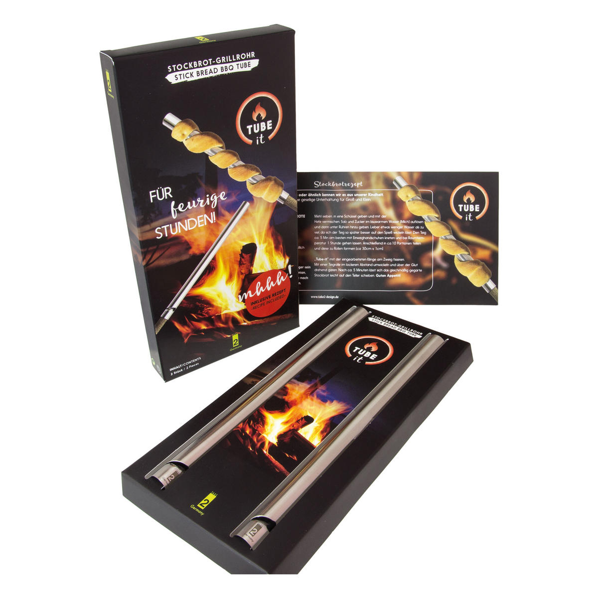 STOCKBROT-GRILLROHR Tube It, 2er Set - Multicolor, Metall (2.2/21.7/11cm) - Take2