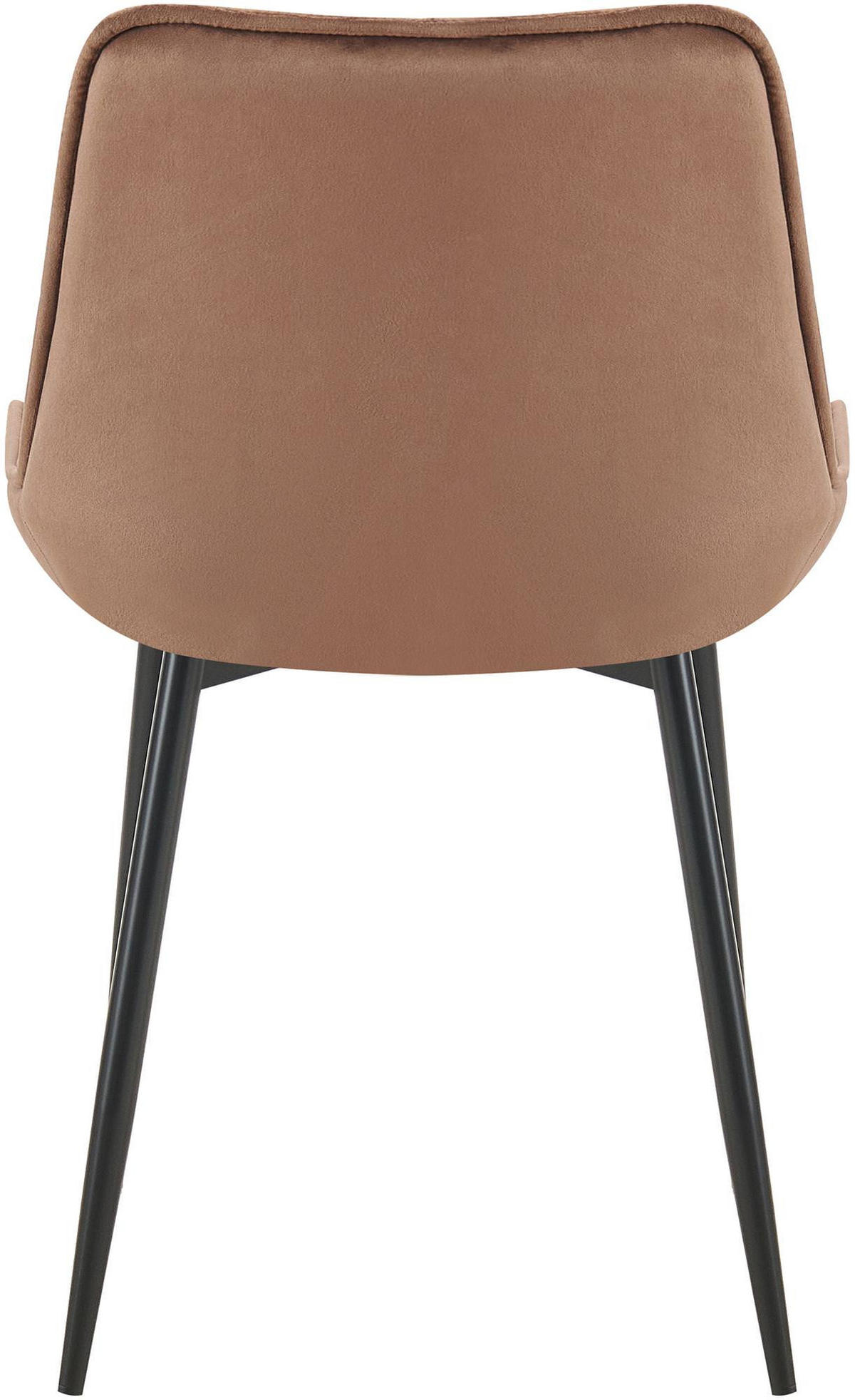 STUHL 2er Set Samt braun - Schwarz/Braun, Textil/Metall (52/84/59cm) - CLP