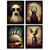 POSTER Set mit 4 Hunde im T Burton Goth Stil A3 Rahmenlos - Klar, Papier (29.7/3cm) - Nacnic