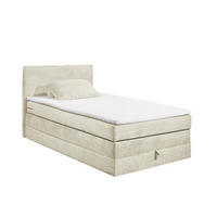 BOXSPRINGBETT 120/140x200 – Bettkasten, 7‑Zonen‑Tonnentaschenfederkern & Komfort‑T25‑Topper - Beige/Creme, Holz/Textil (120/200cm) - ed exciting design
