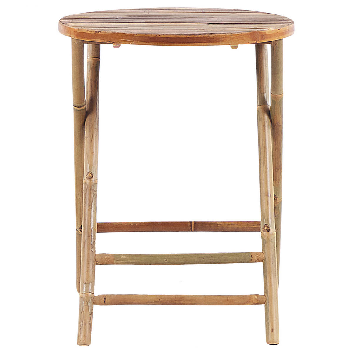 BALKONSET 2-Sitzer Bambusholz hellbraun Auflagen cremeweiß zusammenklappbar Savelletri - Hellbraun/Weiß, Holz/Textil - Beliani