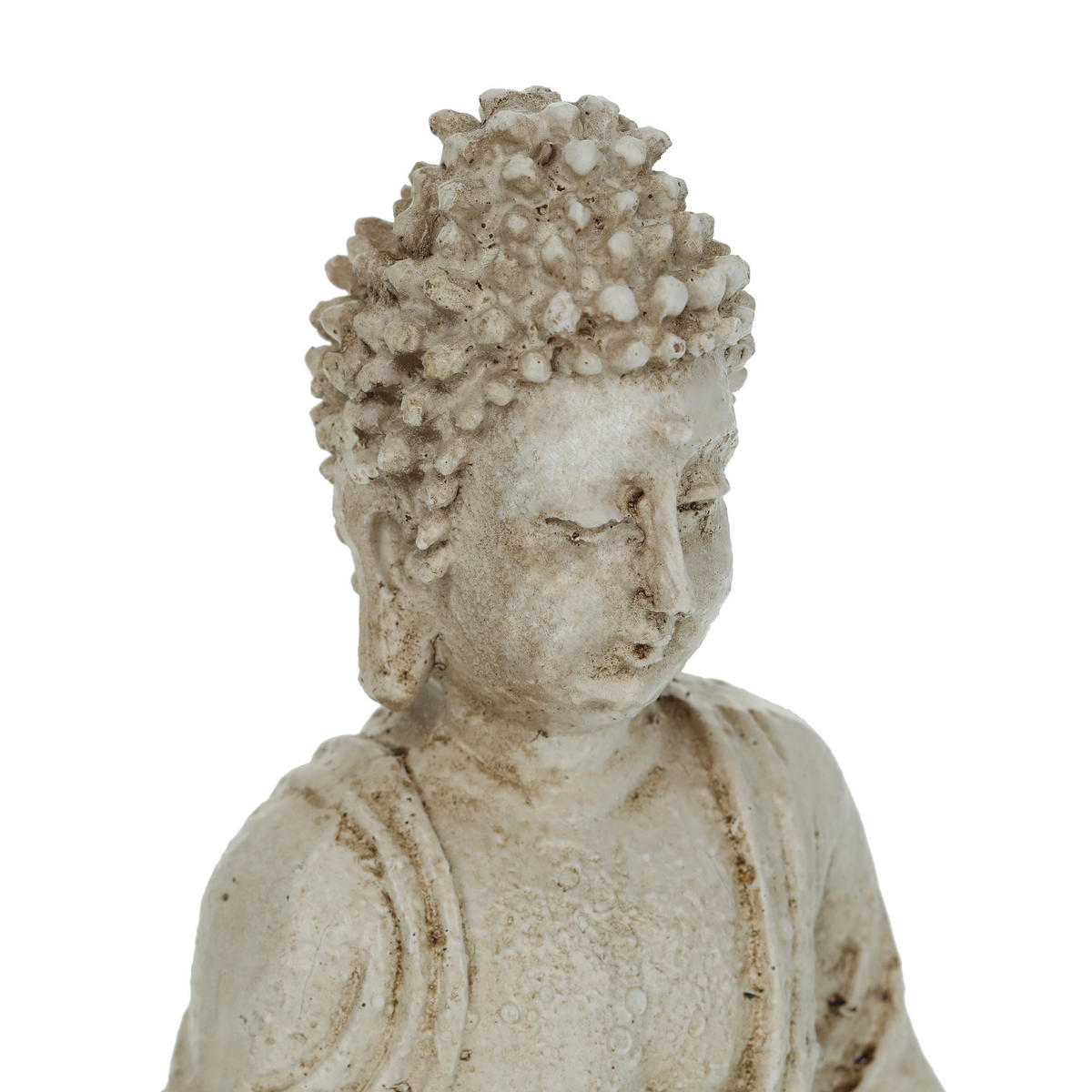 BUDDHAFIGUR - Creme, Kunststoff (10.5/17.5/7.5cm) - Relaxdays