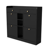 SCHUHSCHRANK aus Spanplatte 110x26x100cm in Schwarz mit Klappentüren - Schwarz, Holzwerkstoff (110/100/26cm) - Modfu