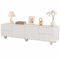 LOWBOARD in Weiß TV-Schrank mit abgerundeten Kanten für Wohnzimmer und Arbeitszimmer, B175/T38/H37 cm - Weiß, Holzwerkstoff/Metall (175/37/38cm) - STILVORA