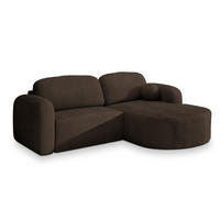 ECKSOFA AMILIA P R-S Braun Kordstoff mit Schlaffunktion - Braun, Holz (263/174cm) - MASSENO