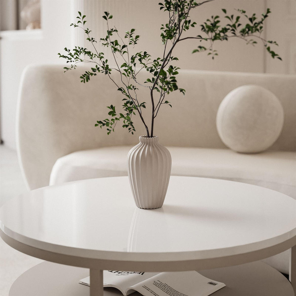 COUCHTISCH CIRI SLIM KASCHMIR HOCHGLANZ mit Regal - Beige, Holzwerkstoff (60/60/42cm) - Lookway