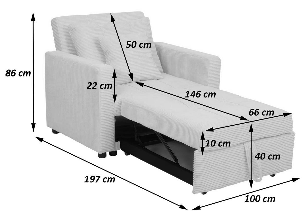 SCHLAFSESSEL Grau - Grau, Textil (100/86/88cm) - MCW