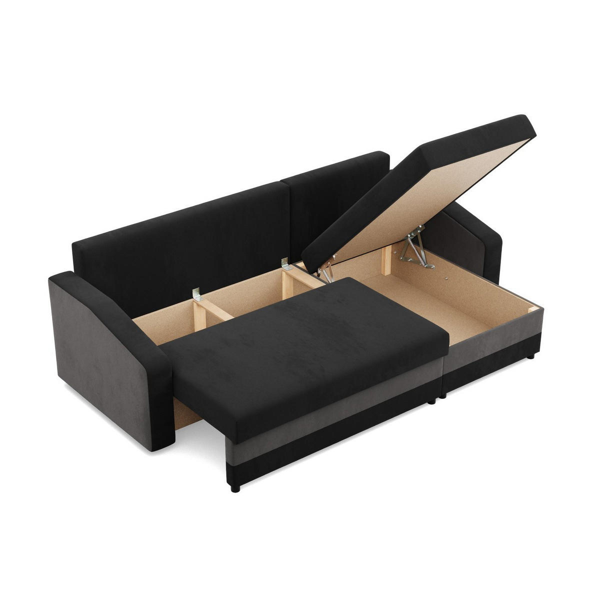 ECKSOFA MIT SCHLAFFUNKTION ORION, Schwarz + Weiß - Multicolor, Textil (231/140cm)