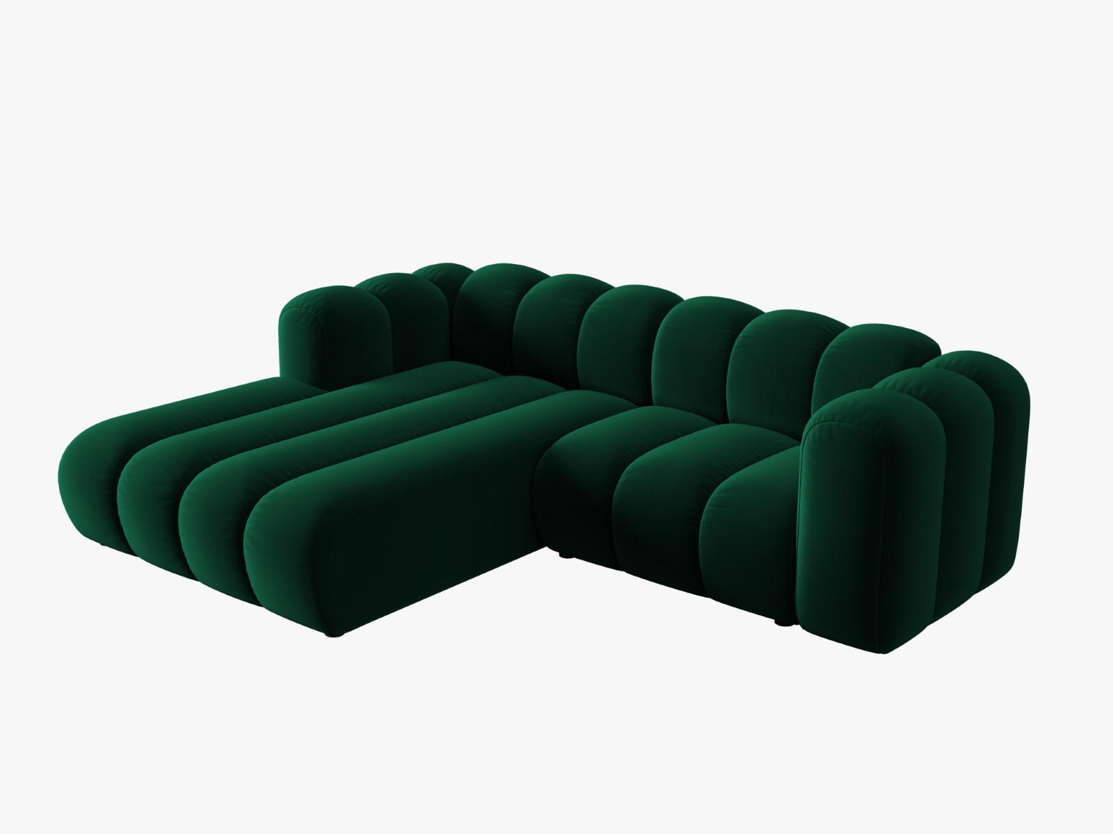 ECKSOFA modular links Lupine aus Samt flaschengrün 3 Sitzplätze - Dunkelgrün, Textil (177/230cm) - Micadoni