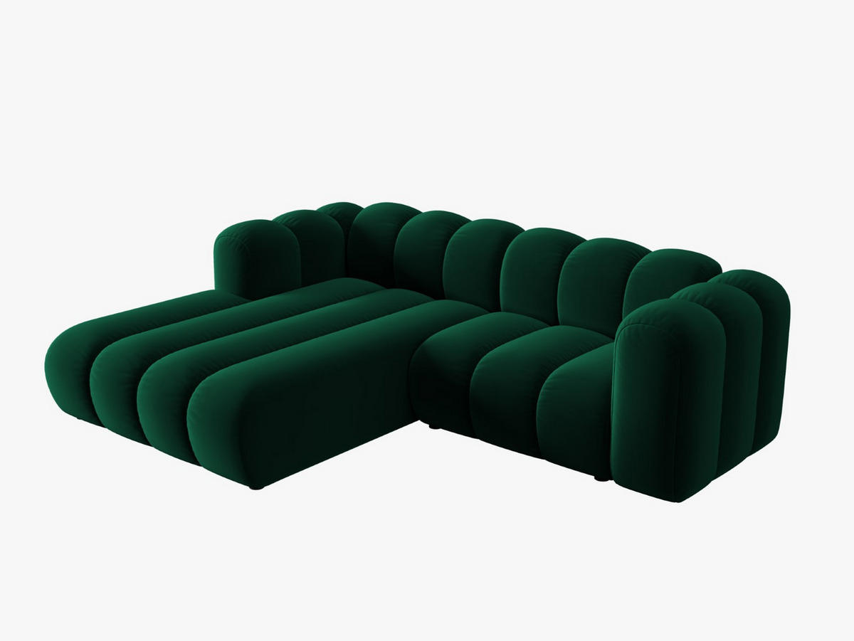 ECKSOFA modular links Lupine aus Samt flaschengrün 3 Sitzplätze - Dunkelgrün, Textil (177/230cm) - Micadoni