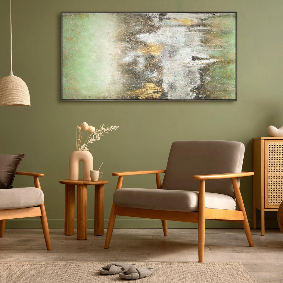 GEMÄLDE Ruhe vorm Sturm Schattenfugenrahmen Grau 120x60 cm - Grau, Holz (120/60cm) - YS-art gallery
