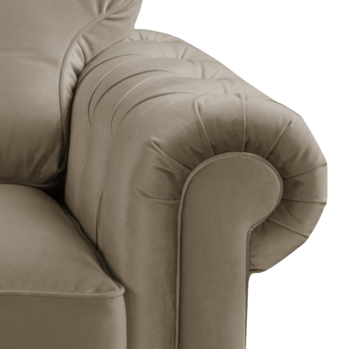 ECKSOFA mit Longchair - Samt - Cappuccino, Holz/Textil (302/166cm) - home24