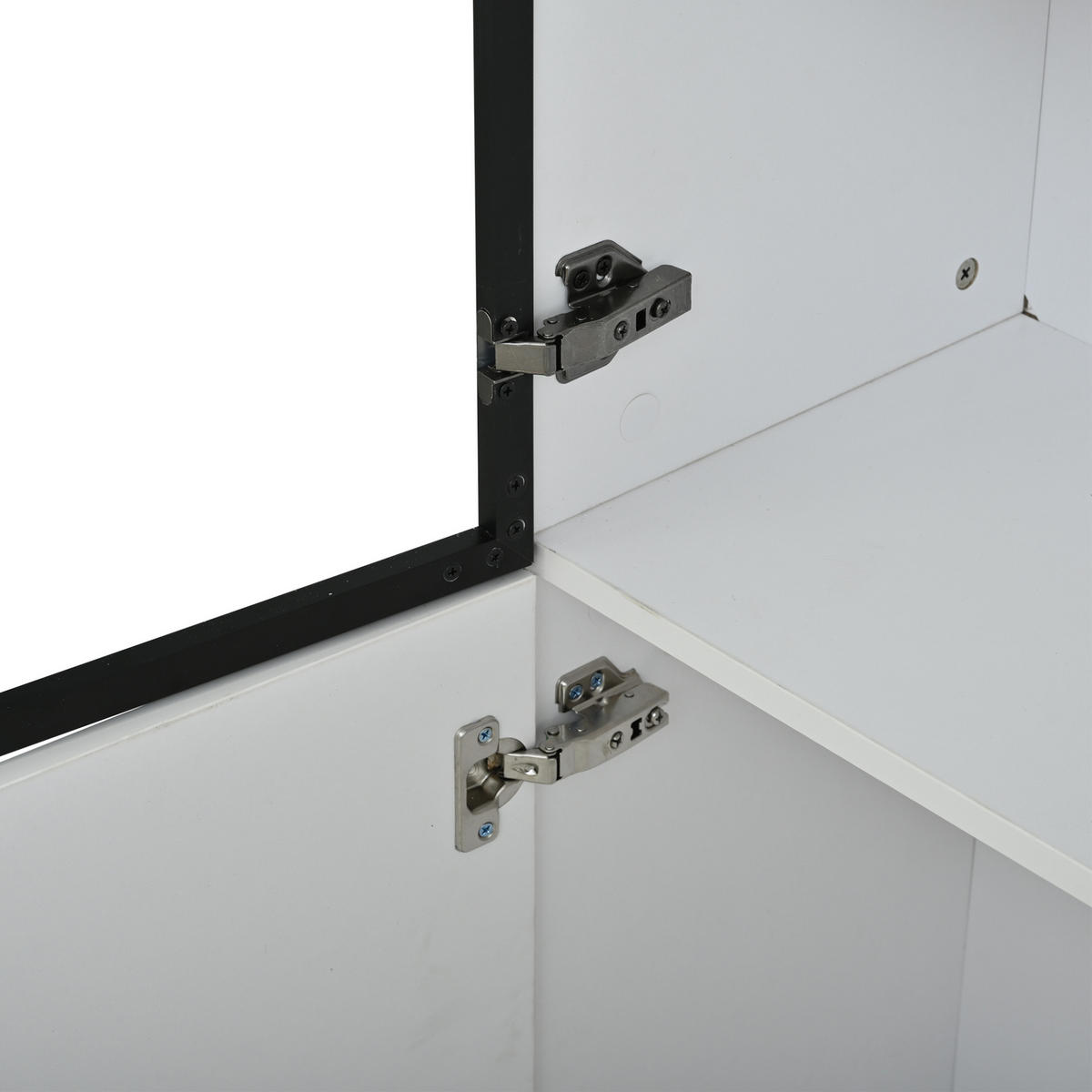 HIGHBOARD 120/32/200 cm in Weiß mit 6 Glastüren und LED-Beleuchtung - Weiß, Holzwerkstoff (120/200/32cm) - Flora Grace