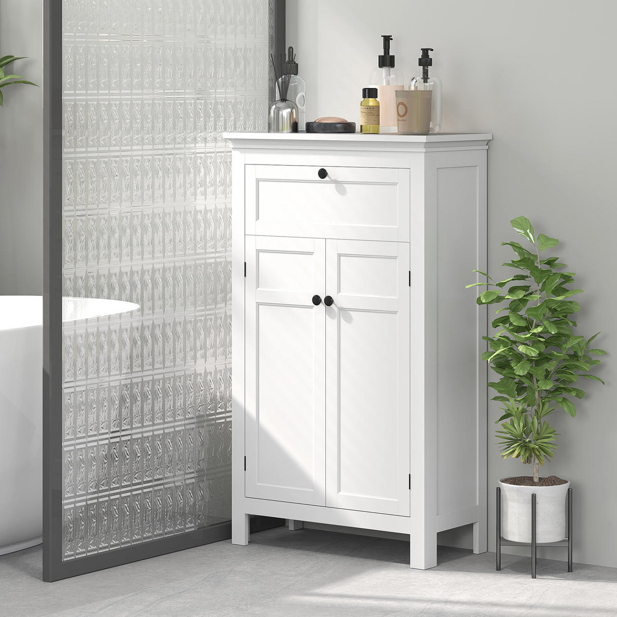 MIDISCHRANK DE-17317 mit Schublade & verstellbaren Regalen Weiß - Weiß, Holzwerkstoff (30/102.5/60cm) - ComfortXL