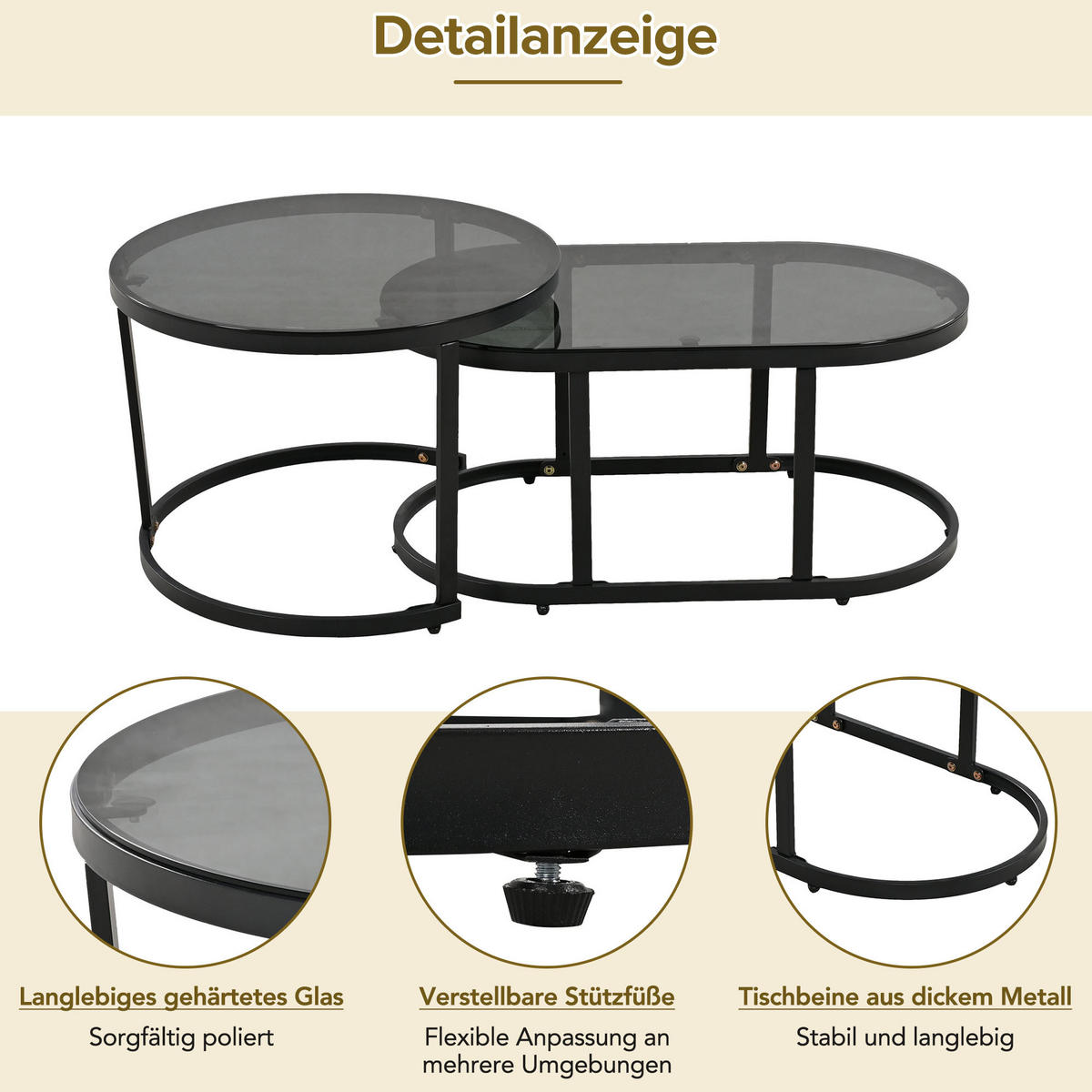GARTEN Lounge Set 5teilig mit verzinktem Eisenrahmen grauem Seil Glastisch verstellbaren Füßen und Kissen Grau - Grau, Metall - FLIEKS