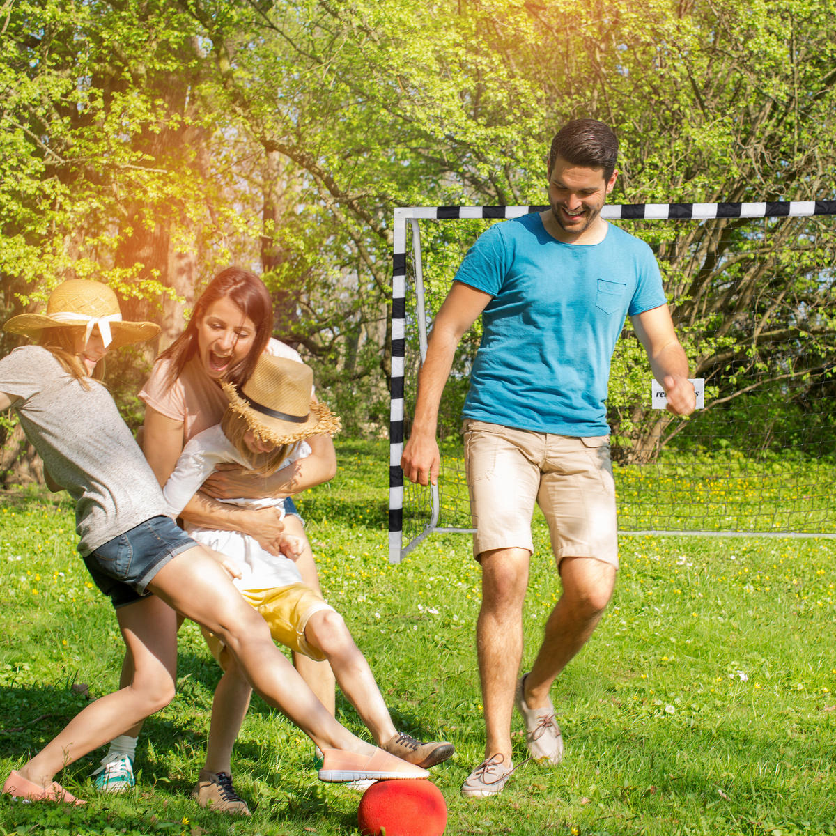 FUSSBALLTOR - Weiß, Kunststoff/Textil (300/90cm) - Relaxdays